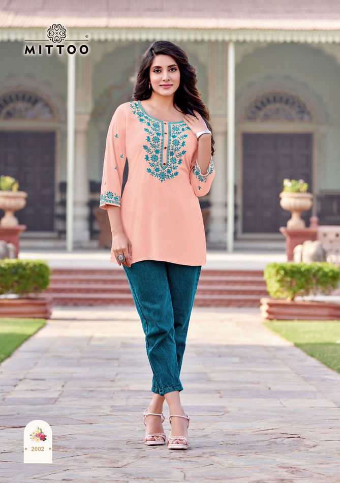 Charmi By Mittoo Thread Work Rayon Ladies Top Wholesale Price In Surat